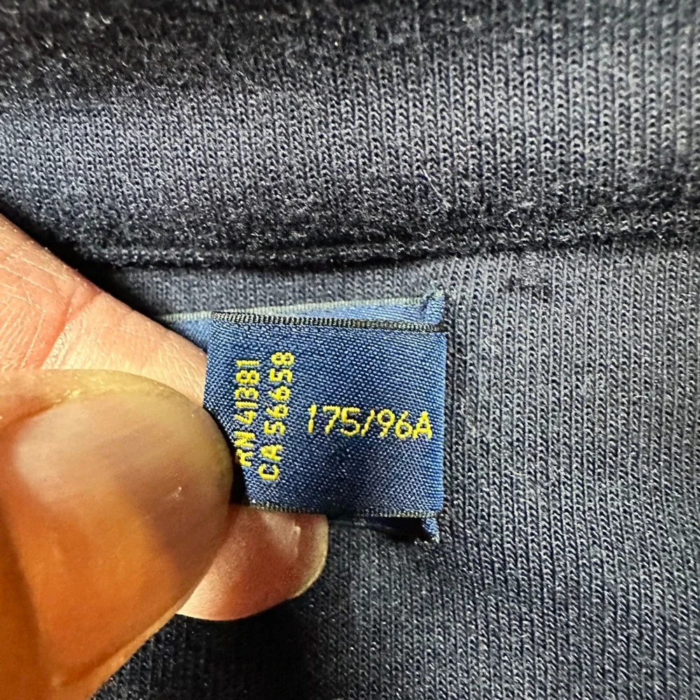 Polo Ralph Lauren Mens Navy Blue Quarter Zip Pullover Sweatshirt Medium 0919